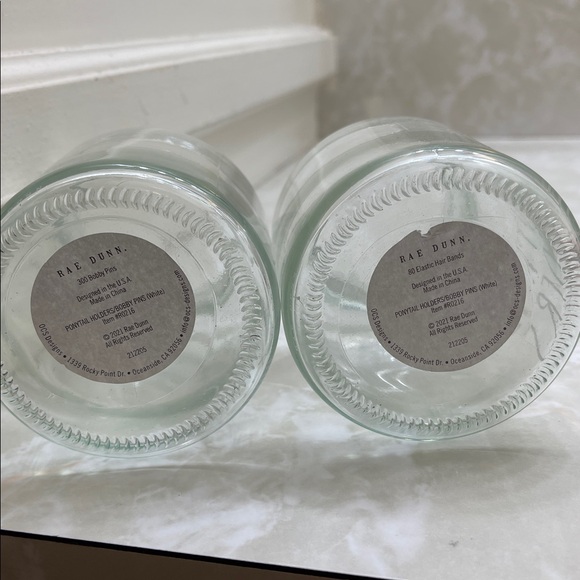 Rae Dunn Set of 2 jars- Bobby pins and ponytail holder Glass - Picture 3 of 4